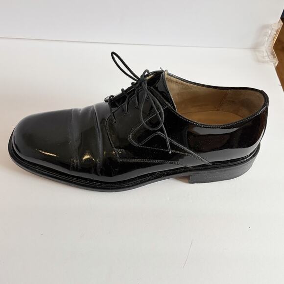 Johnston&Murphy Handcrafted Italy Black Patent Leather Lace Up Oxford Men 8.5 M